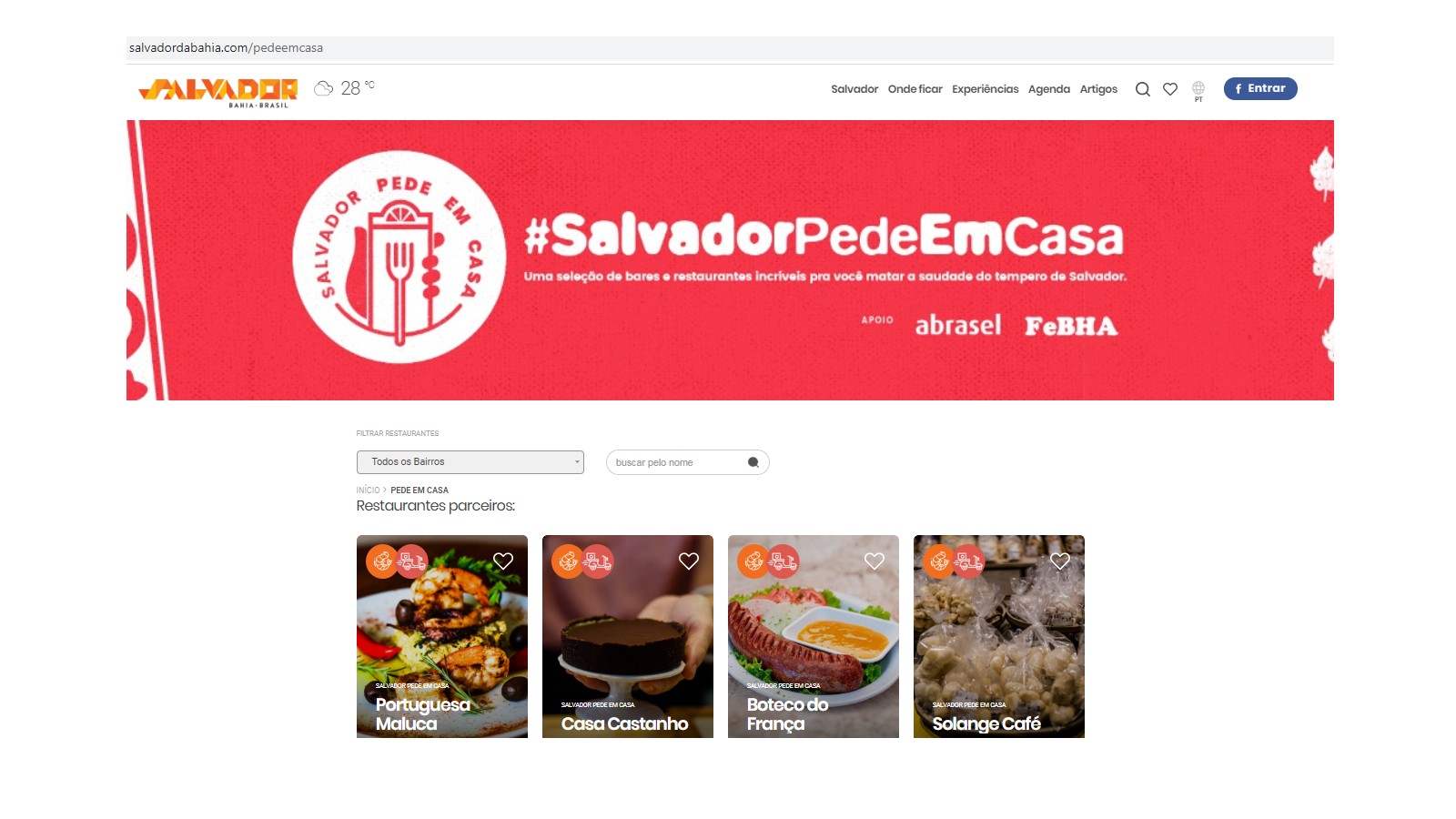 Prefeitura lança Salvador Pede em Casa para apoiar bares e restaurantes