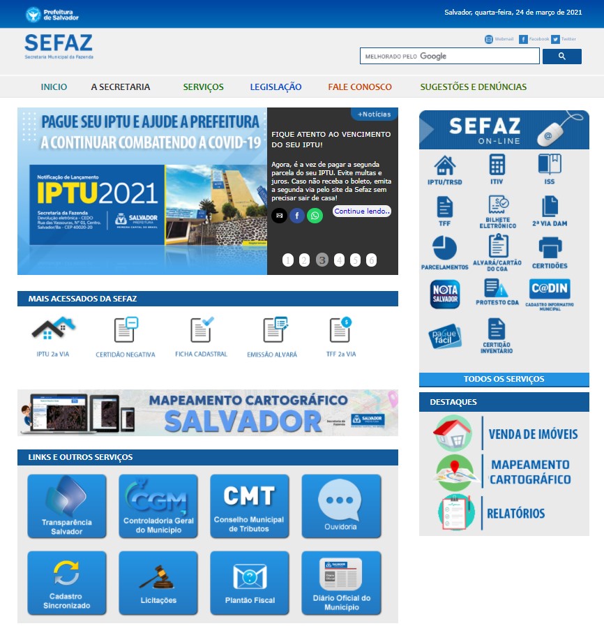 Novo site da Sefaz Salvador traz mais serviços e facilidade aos cidadãos