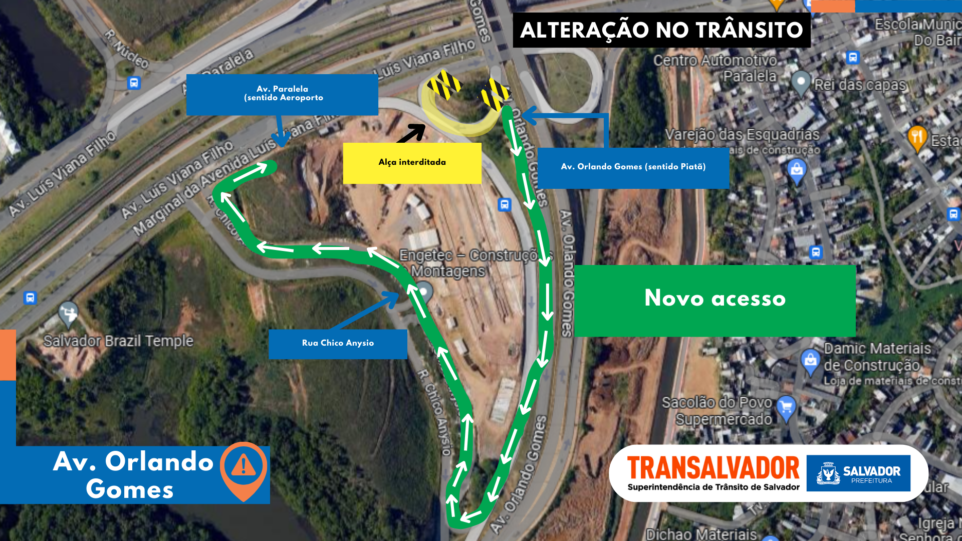 Transalvador abre via para facilitar ligação entre as avenidas Orlando Gomes e Paralela