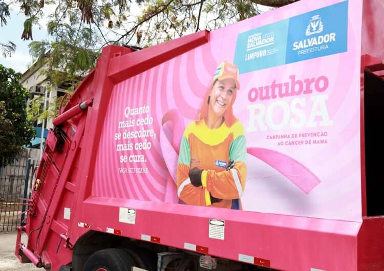Limpurb plota compactadores em alusão à campanha de prevenção dos cânceres de mama e do colo do útero